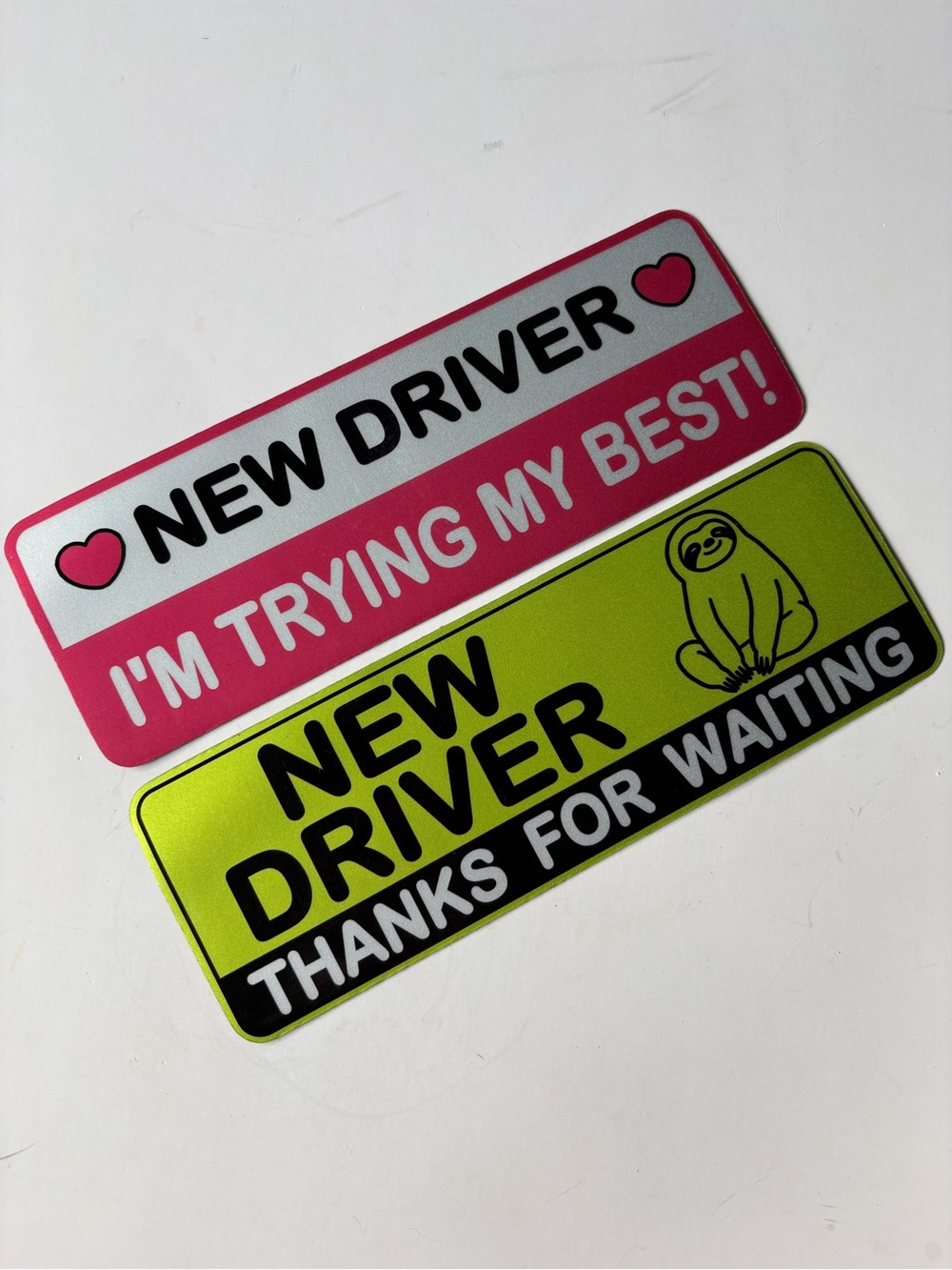 New Driver Car Safety Magnetic Stickers New Unused Green Pink